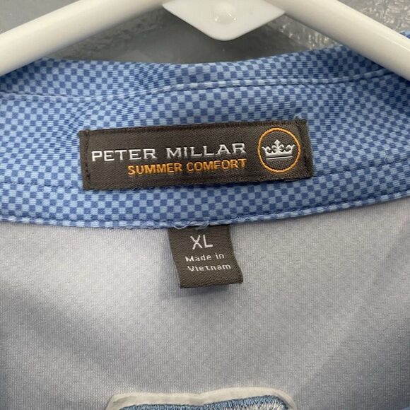 Peter Millar Summer Comfort‎ Polo Shirt Mens Extra Large Blue Square Golf Logo - Picture 4 of 12